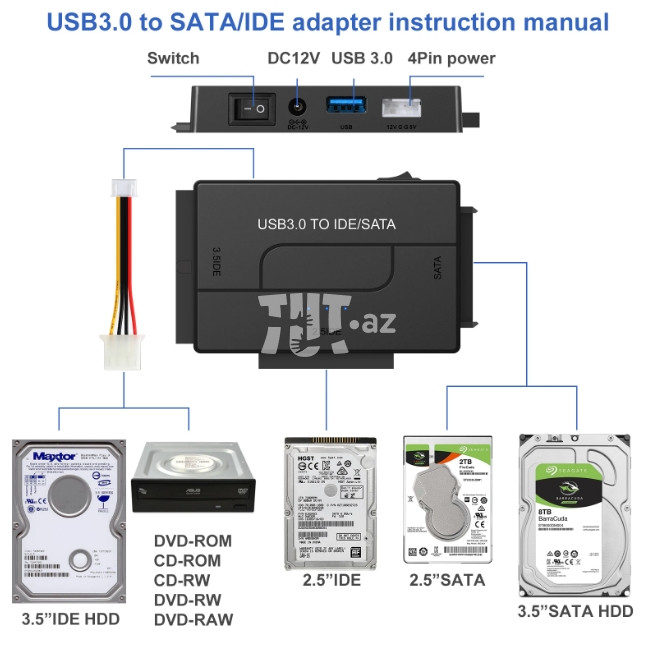 Usb 2,0 ide sata кабель адаптера