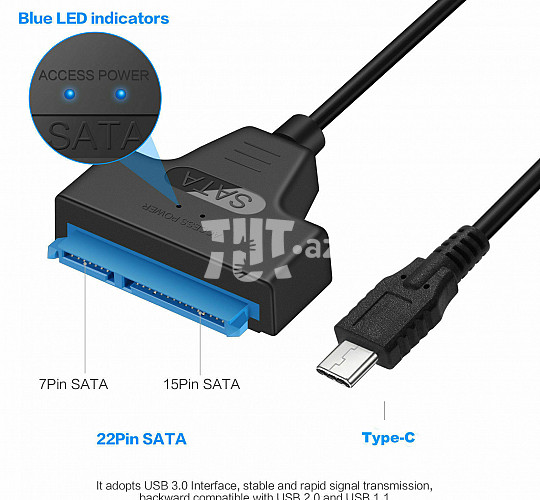 Type-C to SATA HDD Adapter Cable 15 AZN Tut.az Pulsuz Elanlar Saytı - Əmlak, Avto, İş, Geyim, Mebel
