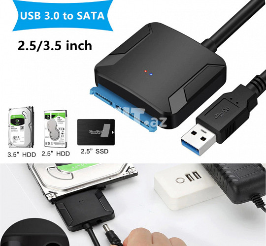 USB 3.0 to SATA 2,5/3,5 inch HDD SSD Cable with 12V/2A Adapter 40 AZN Tut.az Pulsuz Elanlar Saytı - Əmlak, Avto, İş, Geyim, Mebel