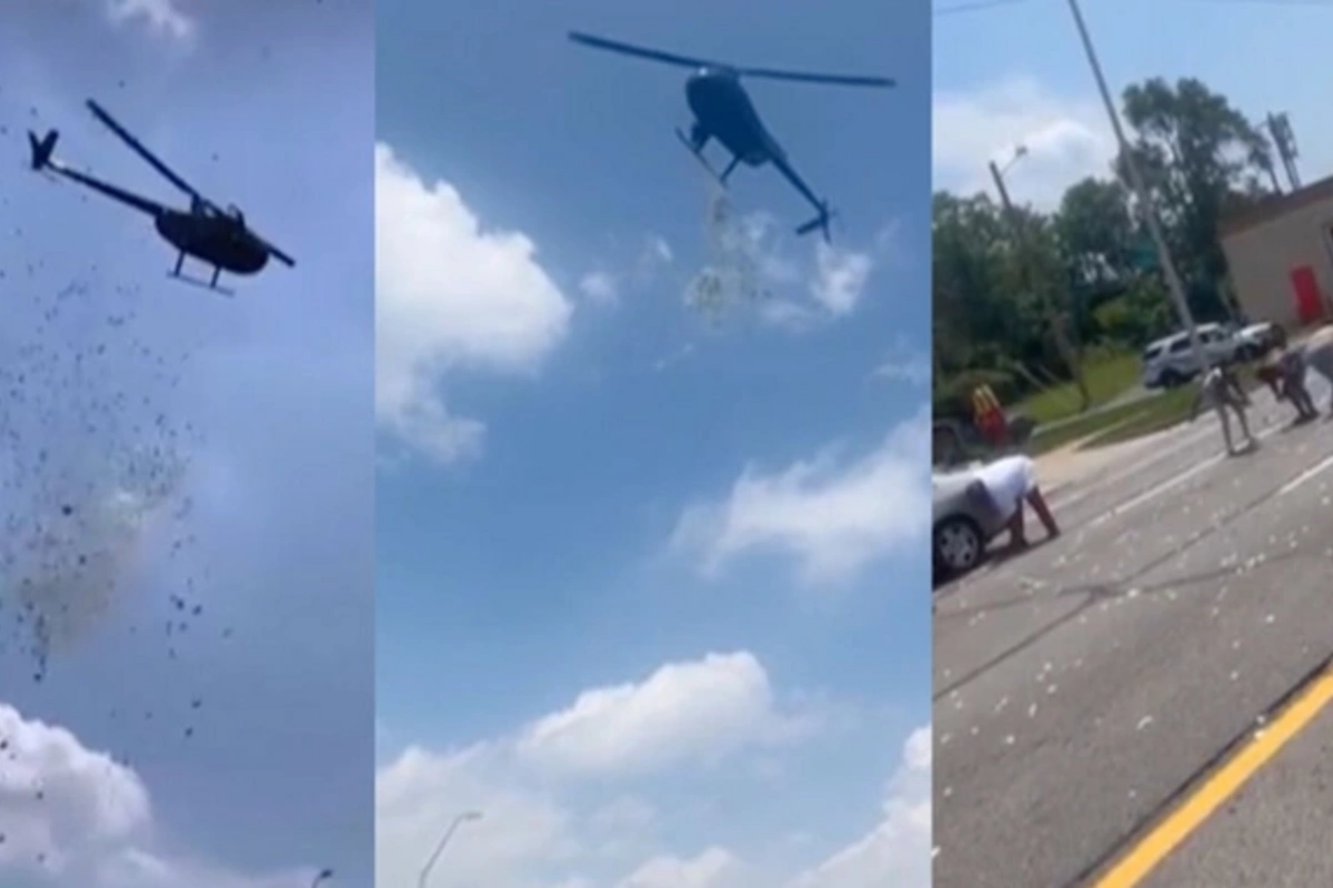 Mans family fulfilled his last wish by dropping thousands of dollars from a helicopter